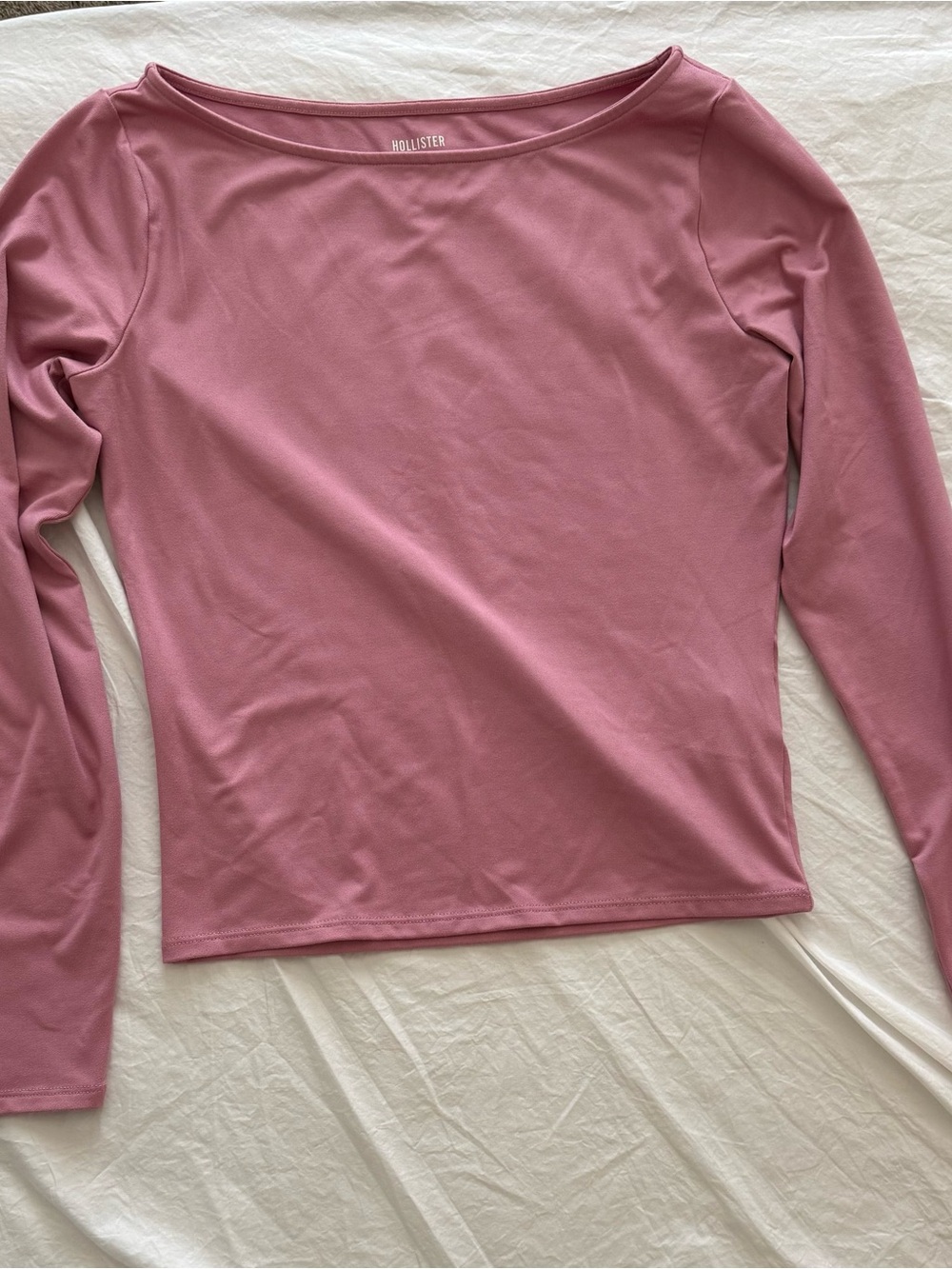 Hollister Women's Long Sleeve Boatneck Top - Dusty Rose (M)